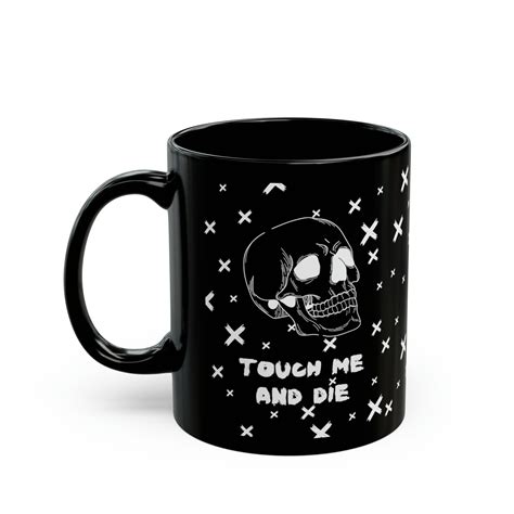 Gothic Skull Coffee Mug Black Humor Skeletal Halloween Etsy