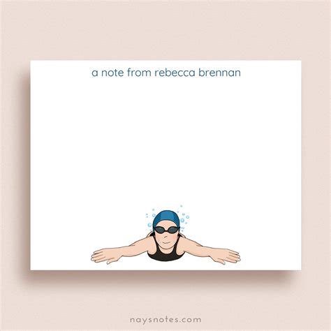 Swimmer Note Cards Swimmer Flat Notes Swimmer Thank You Notes Swimming