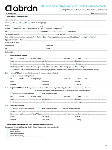 Fillable Online Account Opening Form For Non Individuals Current