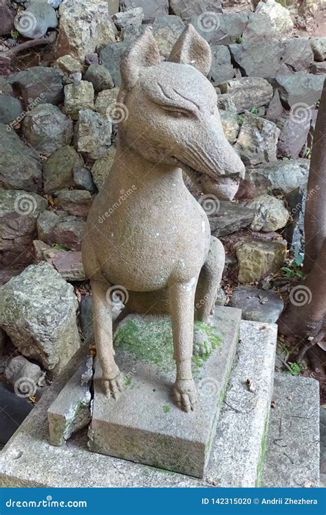 Kitsune Or Fox Statue For People Visit And Pray At Fushimi Inari Taisha