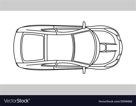 Passenger car top view fast car outline Royalty Free Vector