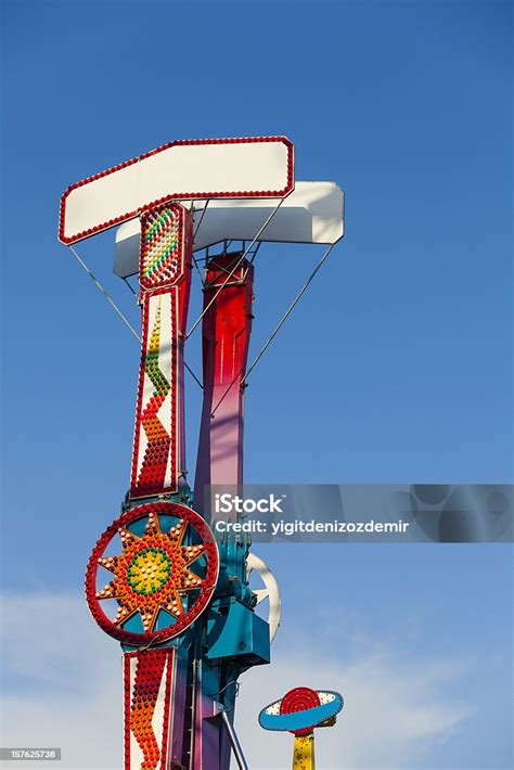 Amusement Park Ride And Blank Signboard Stock Photo Download Image