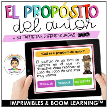 Author s Purpose Task Cards in Spanish PIE Propósito del Distance