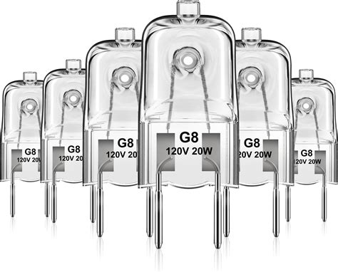 5 Packset G8 120v 25w Halogen Light Bulbs Jcd Type G8 Base 2 Pin