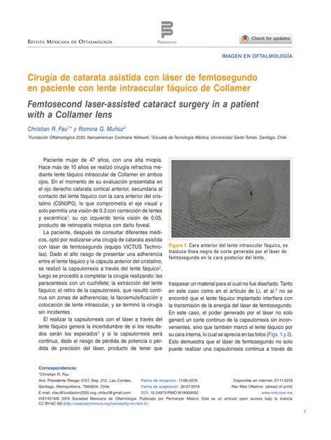 Pdf Cirug A De Catarata Asistida Con L Ser De Femtosegundo En