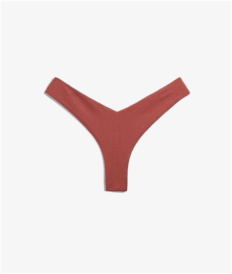 Bikini brésilien high leg bas de maillot texturé IDYLLIQUE MARRON ETAM