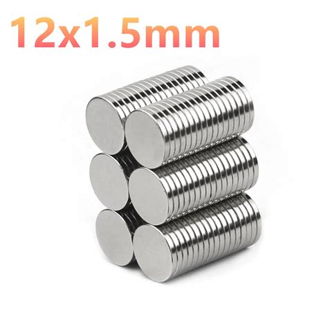 100 adet Güçlü Yuvarlak Dia 12mm x 1 5mm N35 Nadir Toprak Neodimyum