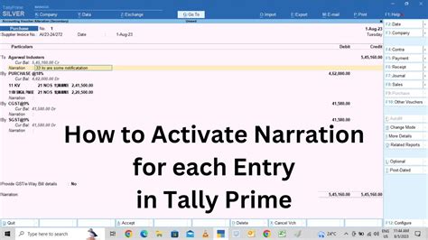 How To Activate Narration For Each Entry In Tally Prime Narration