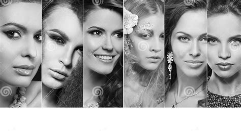 Beauty Collage Faces Of Women Fashion Photo Stock Photo Image Of