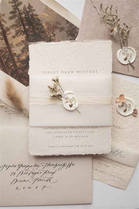 Dried Floral Wax Seals Wedding Invitation Inspiration Wedding