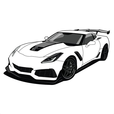 super car illustration black and white vector design 23825183 Vector ...