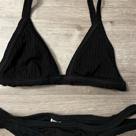 Seafolly Swim Seafolly Australia Black Ribbed Bikini Set Poshmark