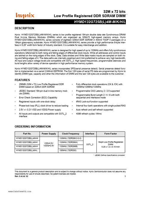 Hymd132g725bl4m H Datasheet Pdf Hynix Semiconductor