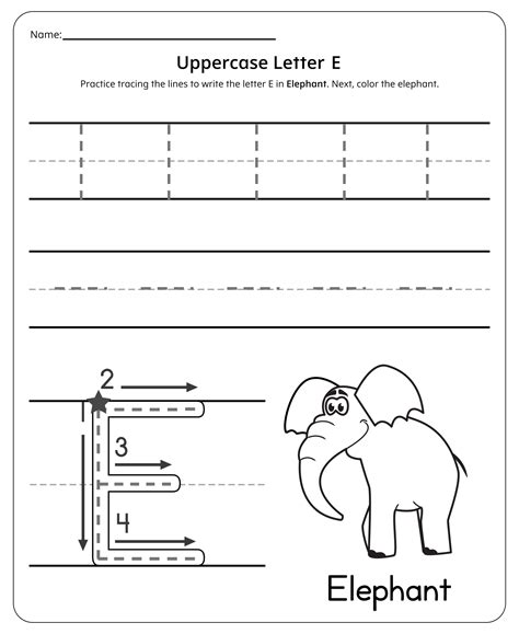 Letter E Practice Sheets