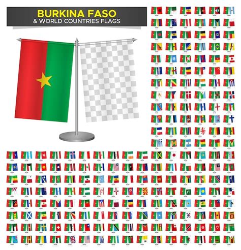 Premium Vector Flag Of Burkina Faso Vs World Countries Set Burkina