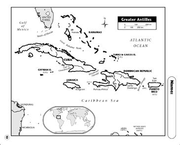 Greater Antilles Political Map