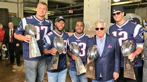 The Patriots showed off five Super Bowl trophies at Red Sox Opening Day