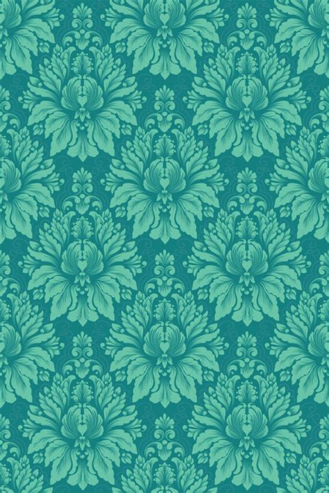 Turquoise Damask Harmony Peel and Stick Wallpaper or Unpasted