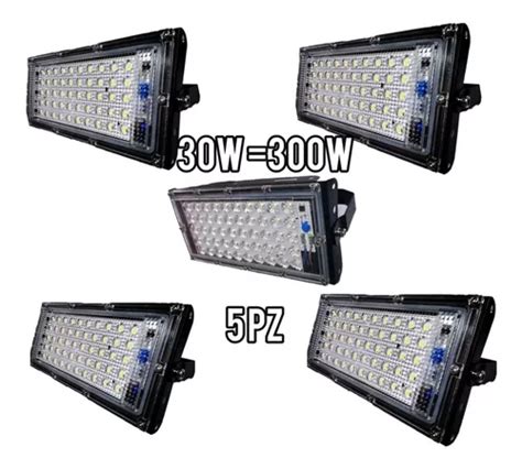 Reflector Led 30w 300w Luz Blanca Paquete 5 Pz Ip65 Exterior Envío gratis