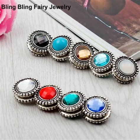 Pcs Mix Color New Colorful Round Magnet Brooch Pin Crystal Hijab Pins