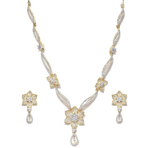 Panash White Gold Plated Stone Studded Jewellery Set Buy Panash White