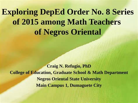 (PDF) Exploring DepEd Order No. 8 Series of 2015