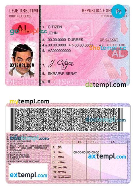 Albania Drivers Permit Template In PSD Format With All Fonts 2005