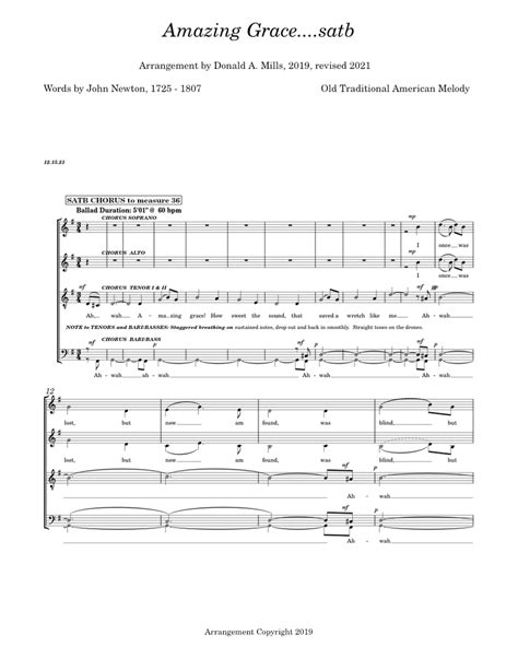 Amazinggracesatb Sheet Music For Soprano Alto Tenor Bass Voice Satb