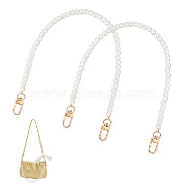 Elite 2Pcs Plastic Imitation Pearl Bead Bag Straps With Alloy Swivel