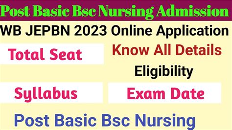 Post Basic Bsc Nursing Admission Jepbn Wb Jepbn Online