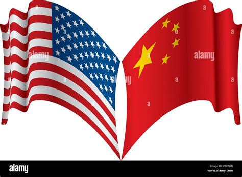 Banderas De Estados Unidos Y China Ilustraci N Vectorial Sobre Fondo