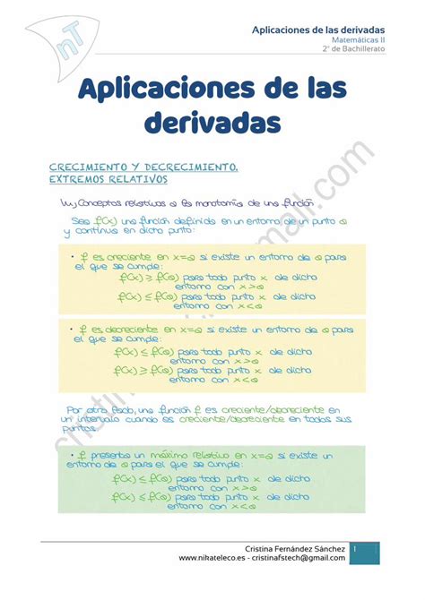 Pdf De Bachillerato Aplicaciones De Las Derivadas Pdfslide Net