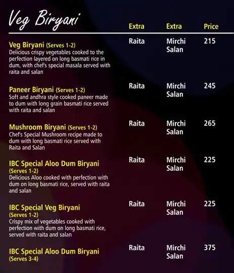 Menu At Ibc Indian Biryani Company Bengaluru 117