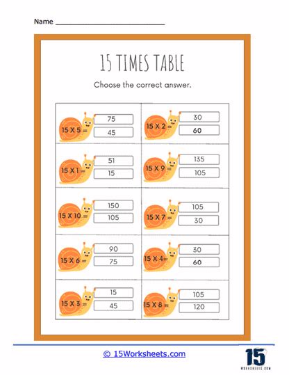 15 Times Tables Worksheets 15