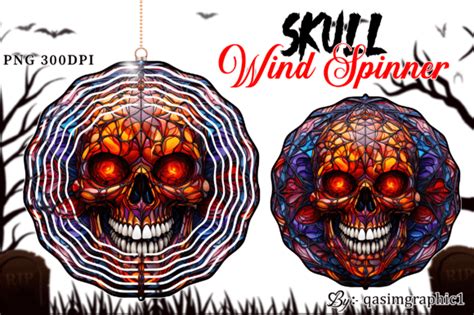 Skull Wind Spinner Stained Glasses Graphic By Qasimgraphic Creative