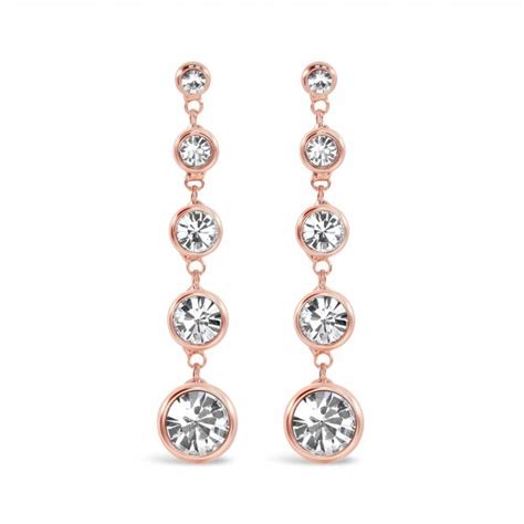 Rose Gold Plated 5 Stone Drop Crystal Earrings E19249 JEWELLERY From