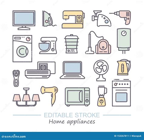 Sistema Linear Del Icono De Los Aparatos Electrodom Sticos Ejemplo Del