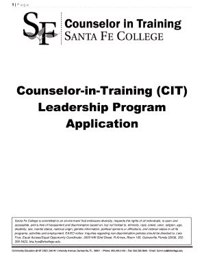 Fillable Online Counselor In Training CIT Fax Email Print PdfFiller