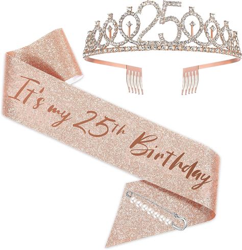 25 Geburtstag Schärpe und Tiara Rose Gold Geburtstag Schärpe Krone 25