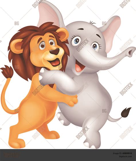 Vector Y Foto León Y Elefante Prueba Gratis Bigstock