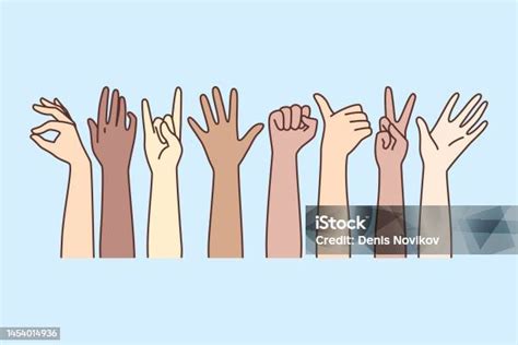 Diverse People Show Sign Language Signs Stock Illustration Download Image Now Disability