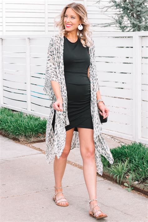 Black Ruched Dress And Kimono Straight A Style