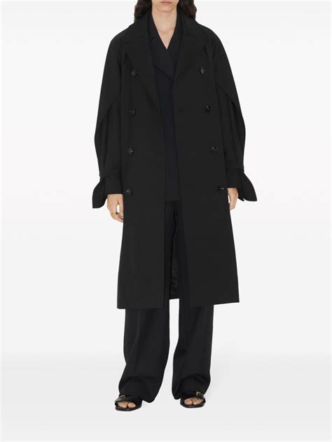 Burberry Belted Waist Double Breasted Coat Black FARFETCH UK