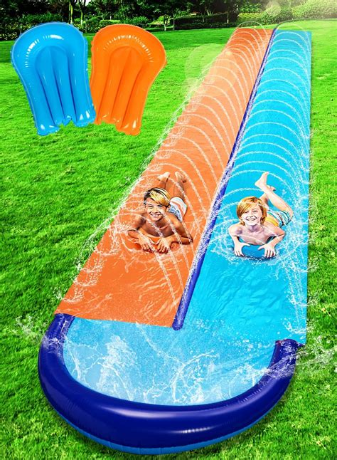 Sloosh 32 5ft Double Water Slides Heavy Duty Lawn Water