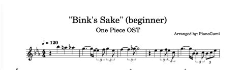 Full One Piece Ost Binks Sake Beginner Piano Sheet Music