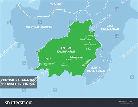 Central Kalimantan Province Map Indonesia Country Stock Vector (Royalty ...