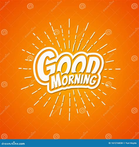 Good Morning Lettering On Hand Drawn Sun Rays Stock Illustration