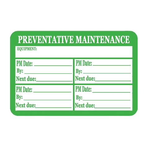 Remarkabel Preventative Maintenance Stickers Labels 3x2 Inch Green Self