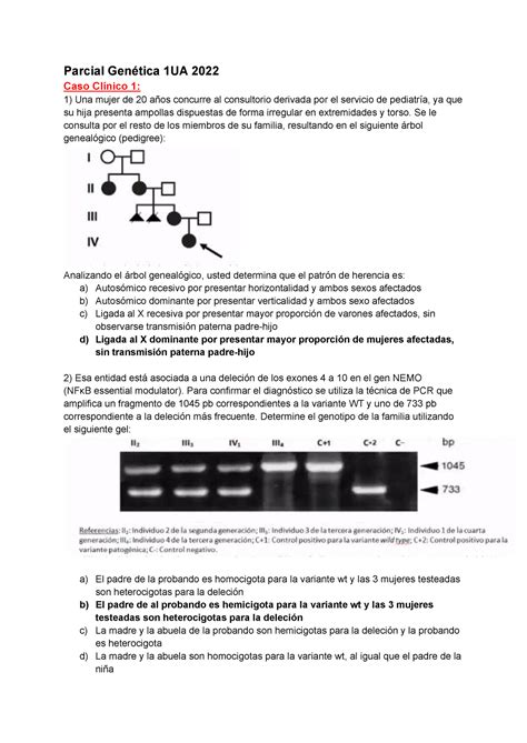 Parcial Genética 1UA 2022 Parcial Genética 1UA 2022 Caso Clínico 1