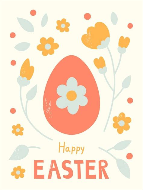 Happy Easter Poster With Egg And Flowers 20143775 Vector Art At Vecteezy